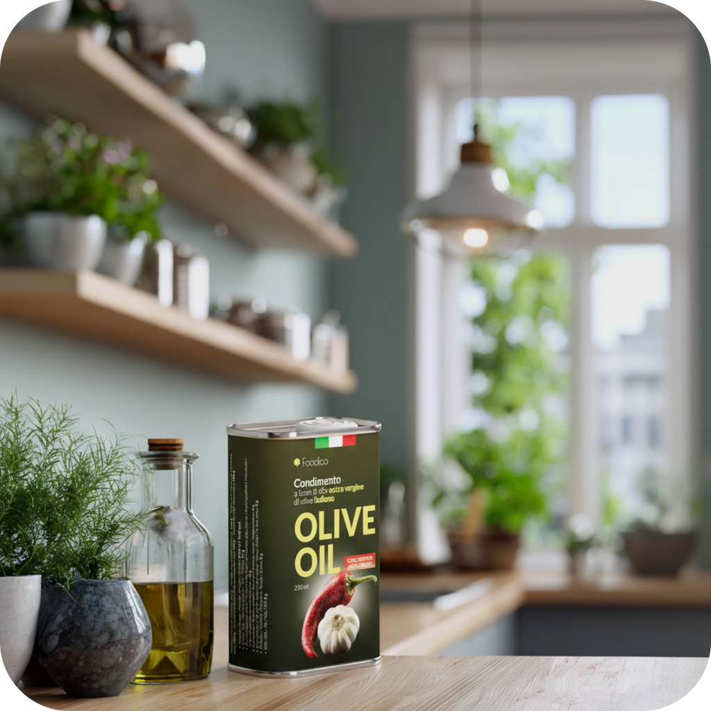 Olivenöl mit Knoblauch und Chili