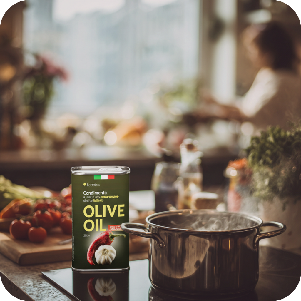 Olivenöl mit Knoblauch und Chili