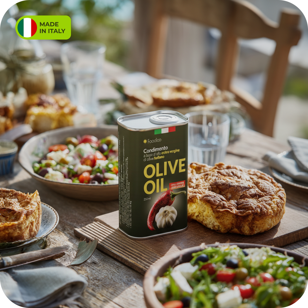 Olivenöl mit Knoblauch und Chili